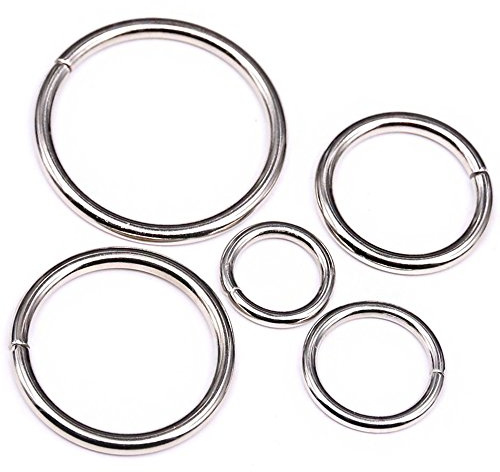 Swpeet 50Pcs 5 Sizes 3/2 3/4 1 3/5 5/4 Multi-Purpose Metal O Ring Metal Rings for Belts Hardware Bags Keychain Hand DIY