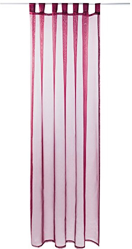Gardine mit Schlaufen, Transparent Voile 140x145 cm (Breite x Länge) in Bordeaux - Beere, Schlaufenschal in vielen weiteren Farben und Größen