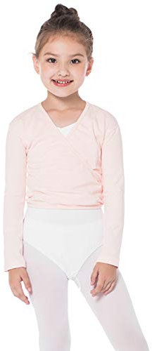Bezioner Cache-Coeur de Danse Coton Veste de Ballet Manches Longues Manteau pour Enfants Filles Femmes Rose L