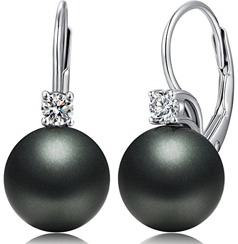 Perlen Ohrringe Schwarz Damen 925 Sterling Silber Perle Legant Schmuck