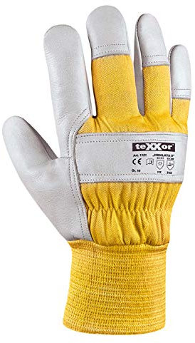 texxor (12 Paar) Handschuhe Winterhandschuhe HIMALAYA II 12 x Leder natur/Drell gelb XXL/11