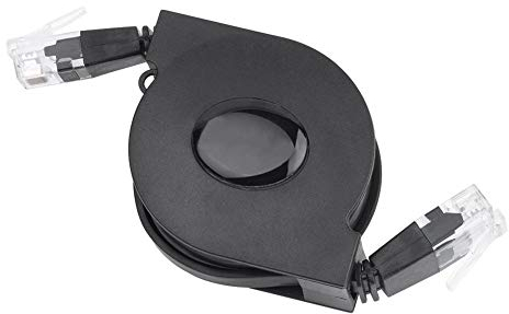 Cat6 Ethernet Cables [2m/6.6ft Black], Retractable Flat Internet Network LAN Lan Lead RJ45 Patch Cord, 1000Mbps Cat6 Computer Wire for Routers, Switches, Moedm