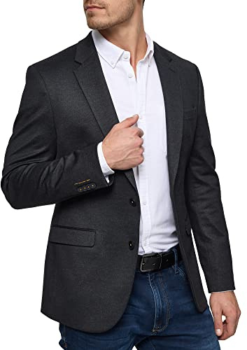 JEFF Herren Oscar Sakko mit Stretch | Anzugjacke Jackett Herrenblazer Fischgrätenmuster oder Kariert Mini Herringbone, 50