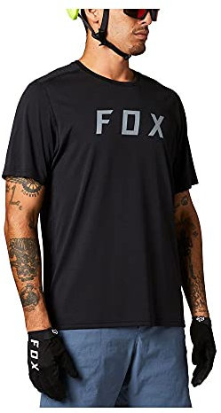 Fox Racing Men's Ranger Short Sleeve Mountain Biking Jersey Shirt, Black Fox, Small