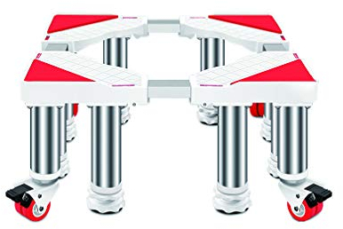 Waschmaschine Sockel Untergestell Verstellbare Stand für Trockner 45-65cm Transportroller Moebel Trolley Geschirrspüler Kuehlschrank Podest Stoßdämpfungsfunktion 8 Füße und 4 Räder