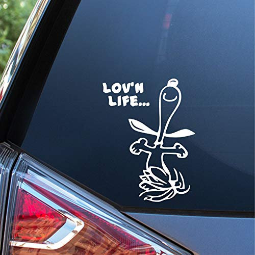Lovin' Life Snoopy - Adesivo in vinile per auto, camion, furgoni e pareti per computer portatile, colore: Bianco | SGD000225