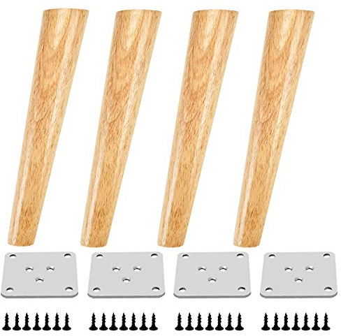 Qrity Möbelfuß Holz, 4 Stück 30cm Holzfüße Möbelfüße Sofafüße mit Montageplatten & Schrauben für Schrank, Sofa, Couchtisch, TV-Schrank und andere Möbelbeine