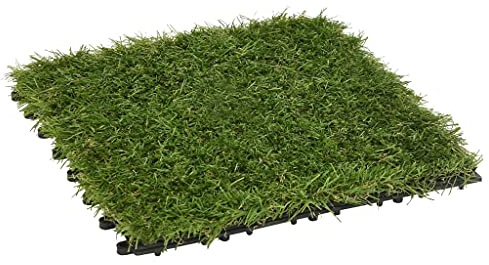 vidaXL 11x Kunstrasen Fliese Rasenfliesen Balkon Terassenfliesen Fliesen Bodenfliesen Grasfliesen Grasmatte Terrasse Balkon Grün 30x30cm