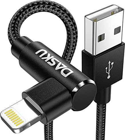 90 Degree iPhone Charging Cable 2Pack 10ft Right Angle Nylon Braided lightning Charger Cord Compatible with iPhone 14 13 12 11 Pro Max XS XR X 8 7 6 5 Plus iPad(Black)