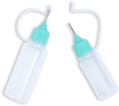 Craftelier - Kit de 2 flacons à pointe de précision avec applicateur en métal et embout de fermeture, flacons compte-gouttes pour appliquer des colles, des encres ou des peintures | Capacité 20 ml et