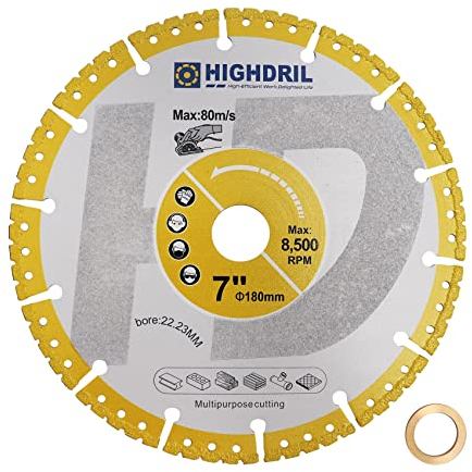 HIGHDRIL Disco Diamantato Gres Metalli - 125mm Dischi Taglio per Lamiera Metallo Ferro Angolare Acciaio Inox Calcestruzzo Granito Marmo Tondo per Cemento Armato
