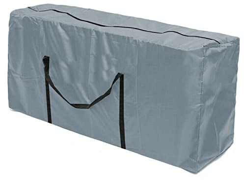 rngcpto Aufbewahrungstasche Gartenauflagen, Gartenpolster Auflagentasche Wasserabweisend Oxford Schutzhülle für Auflagen Gartenmöbel Kissen Weihnachtsbaume mit Tragegriff (Grau, 173x76x51cm)