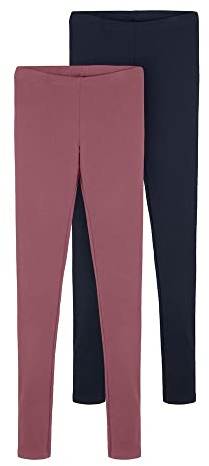 NAME IT Mädchen Leggings im Doppelpack aus Bio-Baumwolle Deco Rose-Dark Sapphire 86-92