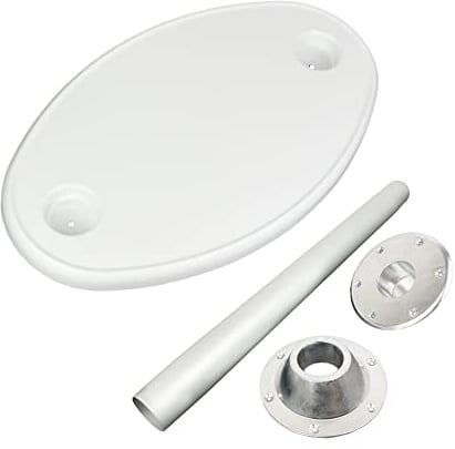 GATE14® Ovaler ABS-Tisch für Boot oder Wohnmobil mit Aluminiumbein 77 x 51 cm