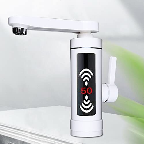 SHZICMY Elektrisch Wasserhahn Durchlauferhitzer Sofort Warm Küchearmatur 3000W LED Elektrischer Küche Bad Armatur 25-60℃