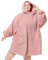 BEDSURE Hoodie Decke mit Ärmeln - Kuschelpullover als Geschenke für Frauen - Übergroßer Tragbare Decke Kuscheldecke mit Ärmeln Geschenke für Freundin Mama Oma Damen Herren xxl, Rosa 107x90 cm