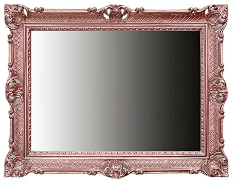 Generisch Miroir mural 90 x 70 cm cuivre rose - Miroir mural baroque antique baroque rococo shabby chic Renaissance Style jeune Design rétro intemporel (cadre avec verre) 58TR