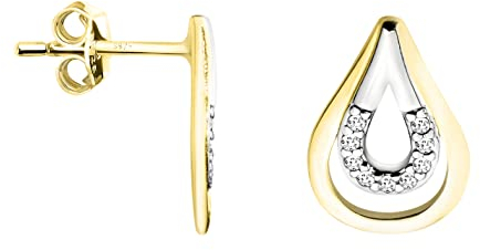SOFIA MILANI - Damen Ohrringe 925 Silber - teils vergoldet/golden & mit Zirkonia Steinen - Bicolor Tropfen Ohrstecker - E1694