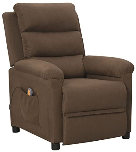 vidaXL Massagesessel Elektrisch Relaxsessel Liegesessel Fernsehsessel Ruhesessel Polstersessel TV Sessel Wohnzimmersessel Braun Stoff