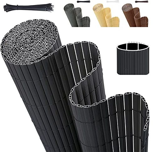 Sekey Brise Vue Balcon, Canisse PVC avec Serre-Câbles, Solide Opaque Imperméable Brise-Vue Jardin Clôture, Facile à Poser, 120 x 400 cm, Anthracite