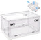 BTGGG Collapsible Storage Box Large 42L Stackable Clear Plastic Wardrobe Storage Box Organizer 49 * 35 * 25cm, 3 Sides Openable for Easy Access, Folding Containers Bin for Books Toys Clothes(White)