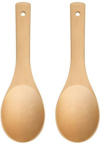 LorisArm Lot de 2 cuillères en bois de bambou pour ustensiles de service, cuillère à riz en bois, ensemble d'ustensiles de cuisine.