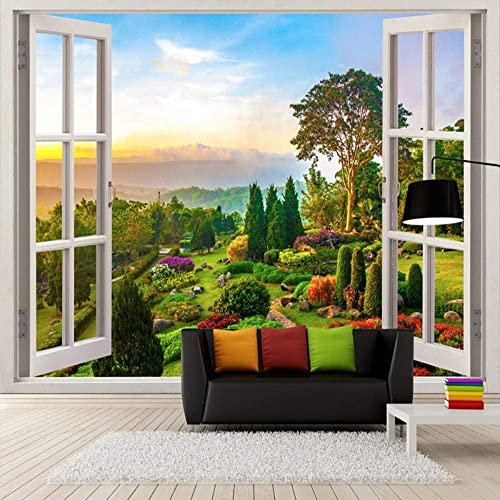 XPINGO 3D Mural Wallpaper Outdoor Landscape Showcase Brick Wall Large Mural Wallpaper Home Decoration Living Room Wall Stickers Children's Room Wall Photo Bedroom Wall Background Poster 140 x 70 cm