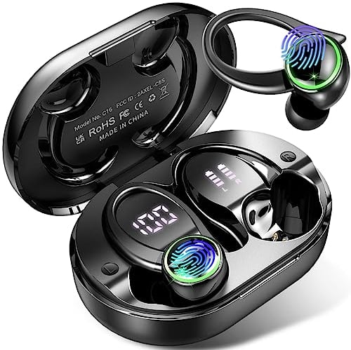 Bluetooth Kopfhörer Sport, in Ear Kopfhörer Kabellos mit 2 ENC Mikrofon für HD Anruf, Bloototh 5.3 Bass Boosted Stereoklang Ohrhörer mit 50H USB C Ladekoffer LED Anzeige, IP7 Wasserdicht Earbuds Lauf