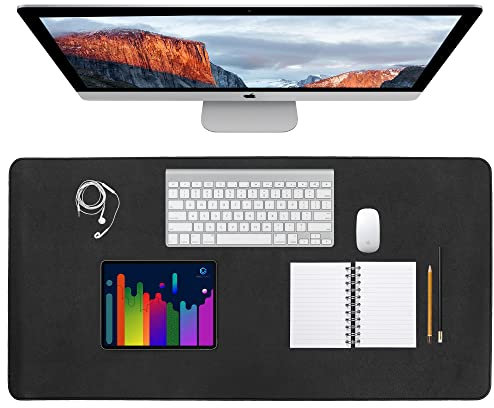 Albert Austin PVC Desk Mat Large Durable Waterproof Scratch Resistant Desk Protector Heat Resistant Desk Pad for Laptop Mouse Keyboard Writing Pad for Home Office Use Double Sided Black and Grey