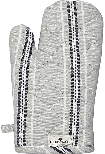 GreenGate Ofenhandschuh Nell Grau mit Streifen Baumwolle Grillhandschuh BBQ