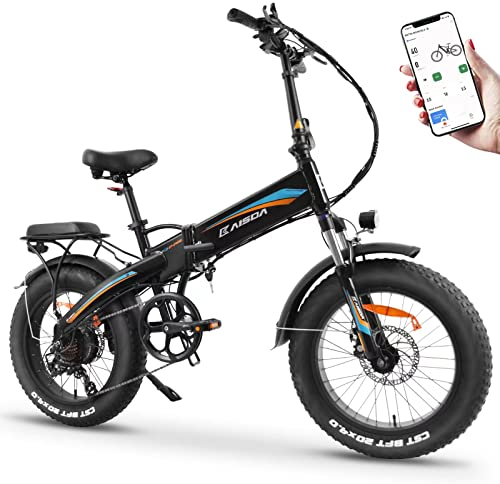 KAISDA E-Bike Klapprad Elektrofahrrad 20 Zoll Fat Tire Elektrofahrrad mit 48V 15Ah abnehmbarem Akku, 7-Gang-Schaltung,Max.Reichweite bis zu 75km,Schwarz Blau