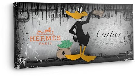 Art100 Leinwandbild Daffy Duck mit Dollar - 180x90cm | Hochwertiger Kunstdruck, modernes Wandbild | coole Wandbilder Wohnzimmer | Art Bilder, Poster Kunstdruck | Raum und Wanddekoration