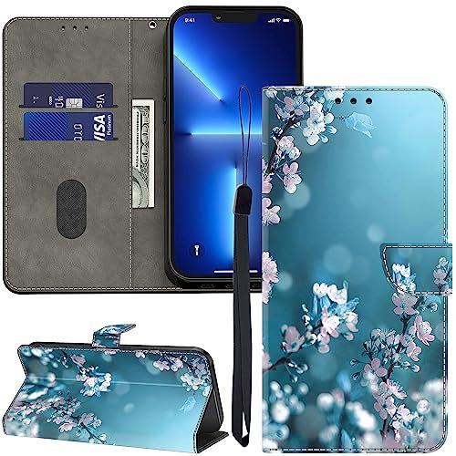 GLANDOTU Cover Samsung Galaxy A34 5G Custodia, Pelle PU Flip Portafogli Custodia con [Protezione Completa] [Slot per Scheda] [Funzione di Supporto] per Samsung A34 5G Cover -Fiore di prugna
