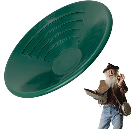 Padella per Lavaggio Oro, Vassoio in Oro Verde – Padella Dorata con Struttura Piatta per Estrazione mineraria, fonte d'Acqua, Montagne inaccessibili