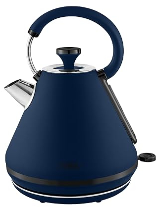 Tower T10079MNB Sera Pyramid Kettle with Smoked Black Trim, 1.7L, 3KW, Midnight Blue
