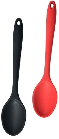 COLLBATH 2 Stück Silikon Kochlöffel Multifunktionale Küchenutensilien Antihaftbeschichtet Leicht zu Reinigen für Kochen und Servieren in Küche