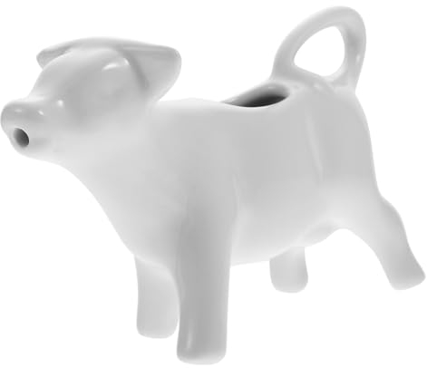 CIYODO Ceramic Milk Jug Ceramic Container Kettle Creamer Cup Milk Syrup Server Vomiting Gravy Saucer Boats Vinegar Dispenser Ceramic Cow Creamer Lait Pot White Ceramics Berry Refrigerator