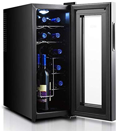 ASEDVG Cave à vin thermoélectrique, contrôle indépendant par écran Tactile 11-18 ℃, Faible consommation d'énergie et Faible Bruit, Peut Stocker 12 Bouteilles de vin Rouge