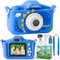 Kinderkamera Bildschirm Selfie Digitalkamera Kinder - 48MP Display Digitalkamera Kinder, 1080P HD Anti-Drop Fotoapparat mit 64GB Karte für 3-12 Jahre Geburtstagsgeschenke Spielzeug (Blau)