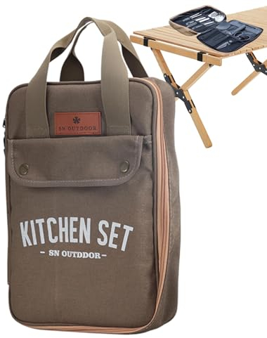 Kochutensilien-Set, Camping-Utensilientasche | 8-teiliges Camping-Utensilien aus Edelstahl,Kompaktes Kochutensilien-Set aus Metall mit Aufbewahrungstasche, tragbare Küchenhelfer zum Grillen, Outdoor-K