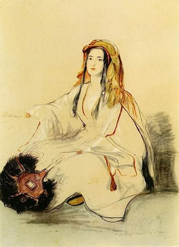 PTLYE Famosi Dipinti Riproduzione Murale Tela Wall Art Paesaggio Wall Art Lady Hester Stanhope in abito orientale di David Wilkie per la Decorazione Domestica dell'ufficio 60x90cm