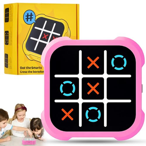 Elektronisch Tic-Tac-Toe Bolt Spiel, 3-In-1-Puzzlespielkonsole, Zappelspielzeug-Brettspiele, Elektronisches Digitales Tic-Tac Toe-Spiel, Brettspiel Familietragbare Reisespiele FüR Bildung. (Rosa)