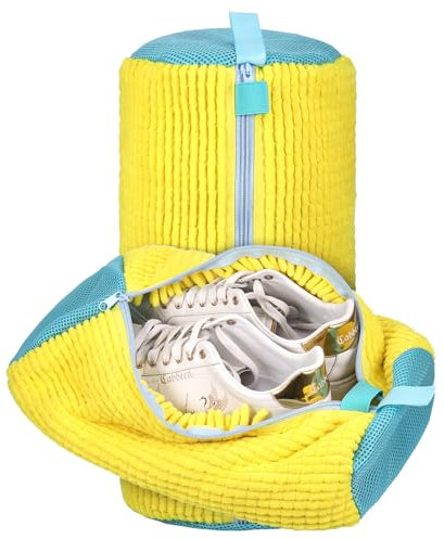 Kssvzz Bolsa para Lavar Zapatillas en Lavadora, Reutilizable Bolsa Lavadora Zapatillas con Cremallera, Bolsa Lavar Zapatillas Lavadora 360° Limpieza Completa para Lavadora y Secadora (Amarillo)