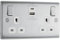 AMK® BG 13 Amp 2 Gang Switched Socket with USB Charger Slots USB Type A & C Brushed Steel White Inserts Colour