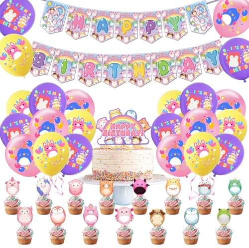 Geburtstagsdeko Mädchen Luftballons- 37 Stück Kindergeburtstag Deko Latex Luftballons Girlande Happy Birthday Geburtstag Balloon Banner Tortendeko für Kinder Themed Party Hintergrunden Supplies Deko