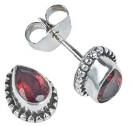 Ohrstecker 925 Silber Granat roter Stein Edelstein Ohrringe echt Silber Damen Sterling Silber Stecker Geschenk (MOS-102-52)