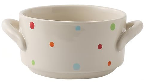 Dowbom Soup Bowl With Handle, 600ml Onion Soup Bowl, Microwave Bowl Oven Safe, (White)