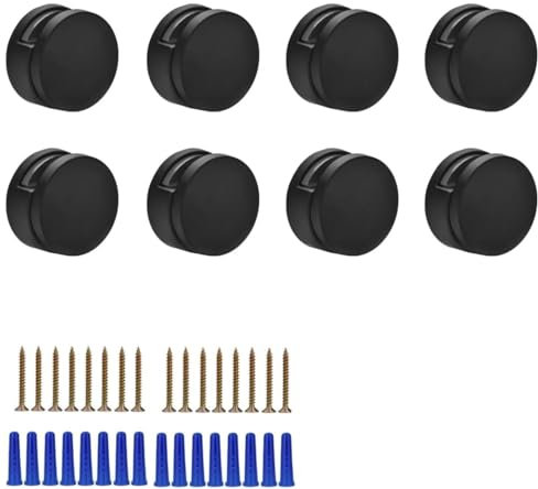 Lot de 8 clips de fixation pour miroir - Noir - Fixation par serrage - Support de rétroviseur - Mise à niveau de la fixation à double vitre - Pour miroirs, photos en verre, images acryliques et photos