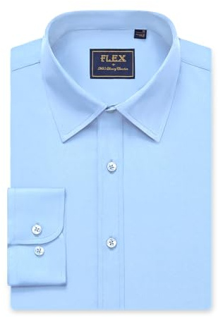 siliteelon Mens Shirts Long Sleeve Blue Non Iron Cotton Formal Dress Regular Fit Business Adult Stretch Casual Work for Men Shirt 2XL