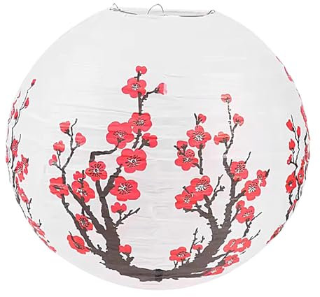 Papierlaternen 30 cm Pflaumenblüten Runder Papier Laterne Chinesische Hängende Lampenschirm Deko Für Neujahrs,Balkon, Haustür Dekoration
